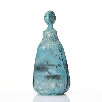 Daum, flaska med propp, Nancy, Frankrike, Art Nouveau, ca 1900.