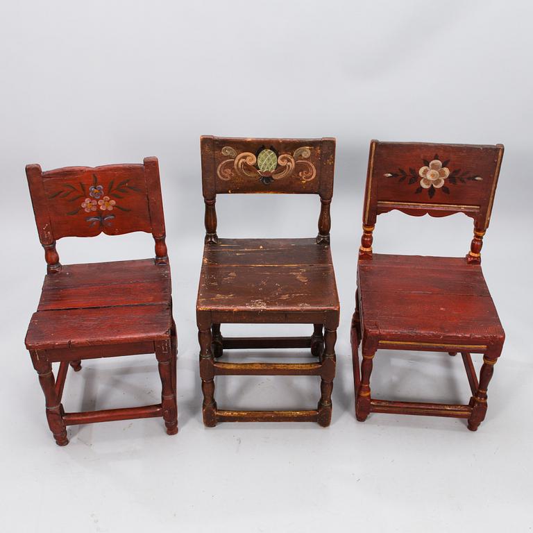 Six 18th/19th Century painted chairs.