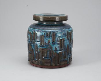 WILHELM KÅGE, urna med lock, Farstagods, Gustavsbergs Studio 1957.