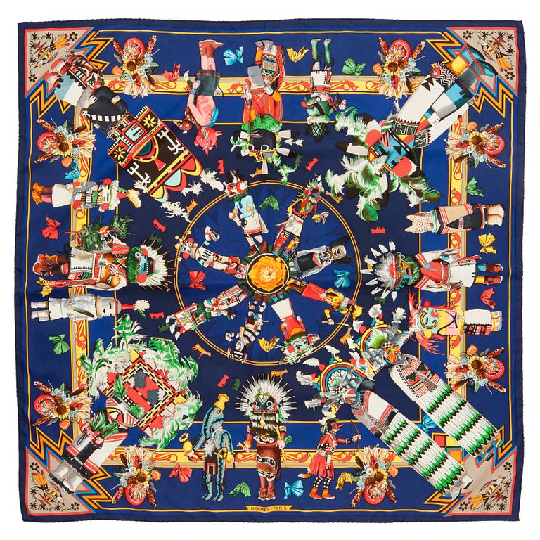 HERMÈS, a silk scarf, "Kachinas".