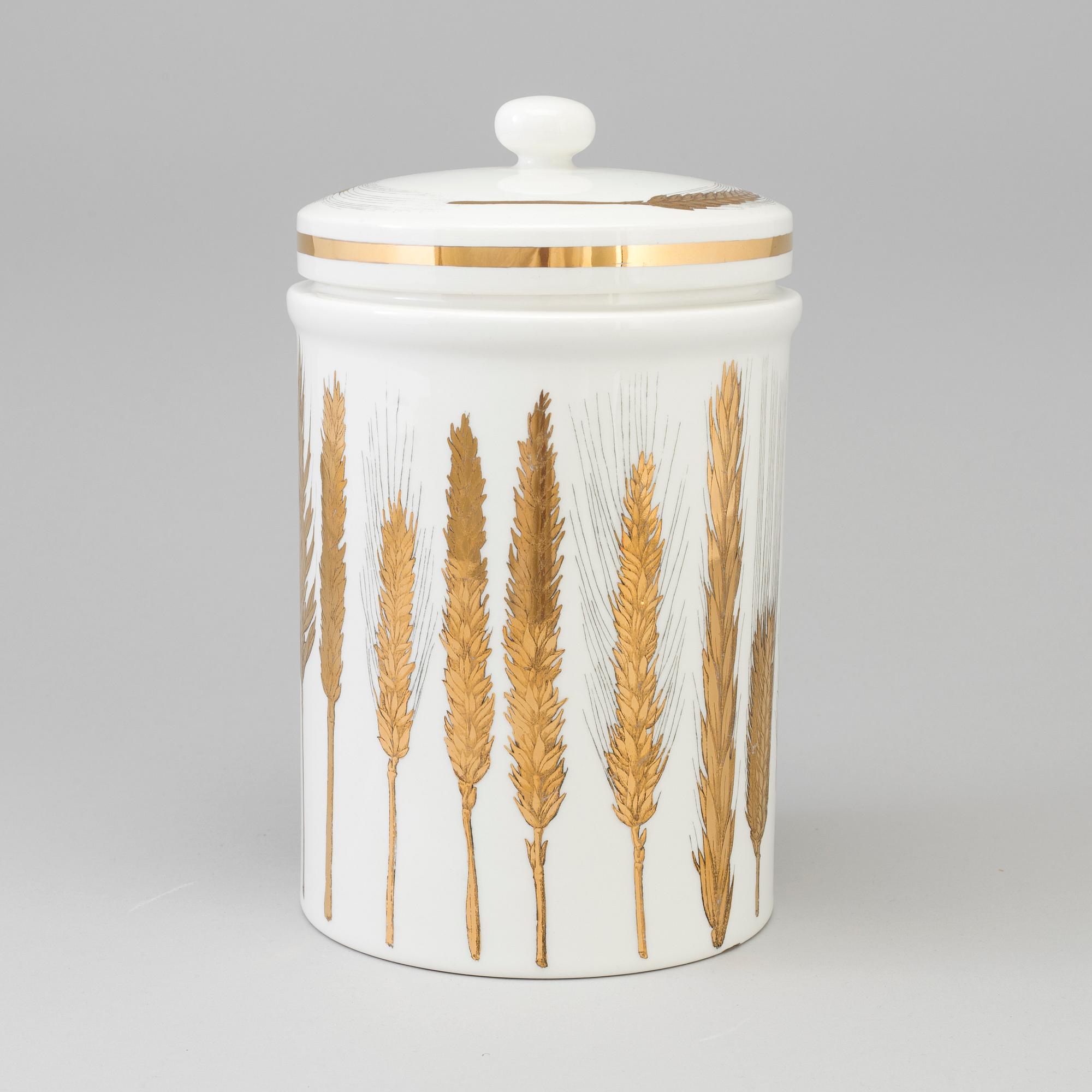 FORNASETTI, burk med lock, flintgods, Milano, Italien.