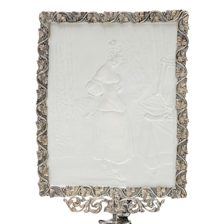 Christian Hammer, a silver liophane-screened reading-candlestick, Stockholm 1864.