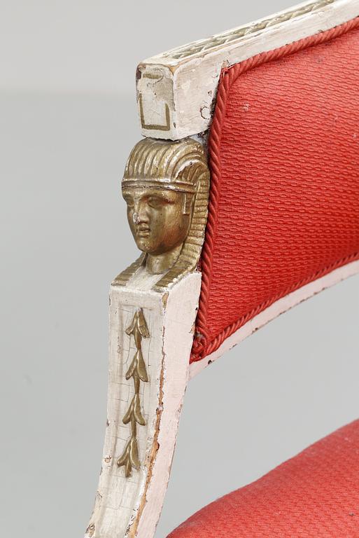 A pair of late Gustavian circa 1800 armchairs.