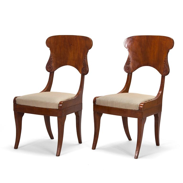 A pair of Russian Empire chairs from mid 19th century.