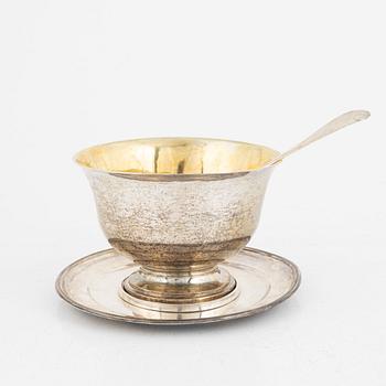 A Swedish silver bowl and a sauce spoon, including Johan Petter Grönvall, Stockholm 1818-19.