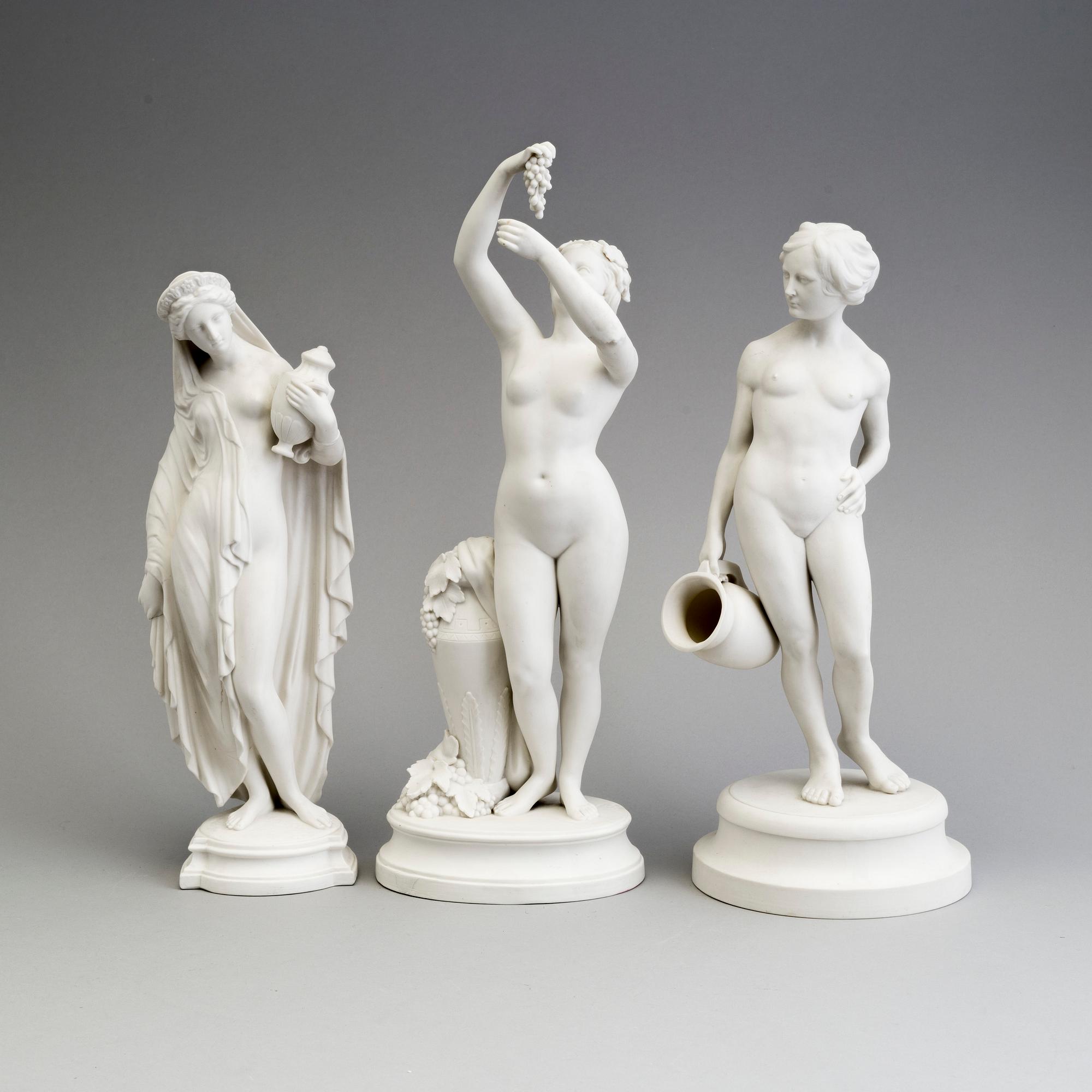 THREE PARIAN FIGURES, Gustafsberg, ca 1900.