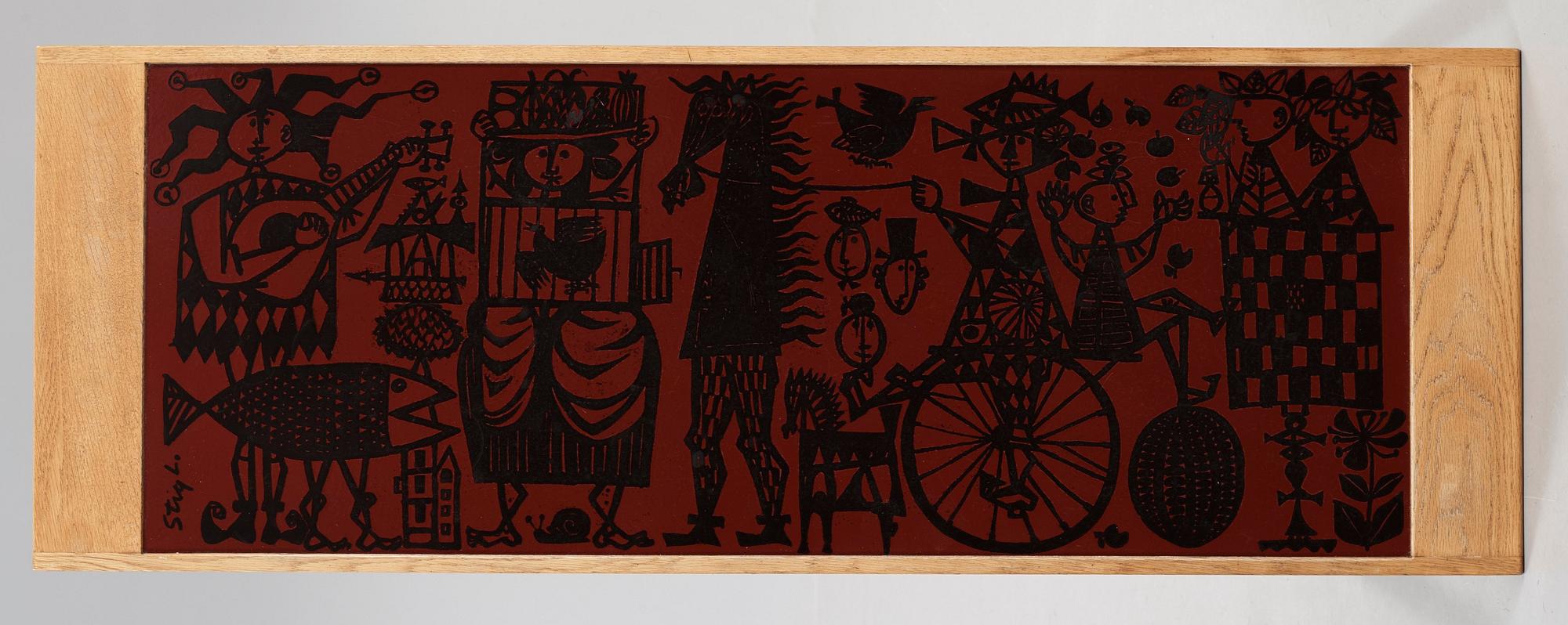 A Stig Lindberg & David Rosén enamel top oak table, Gustavsberg & Nordiska Kompaniet, Triva series, 1959.