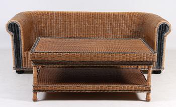 SOFFA samt BORD, korg, 1900-tal.