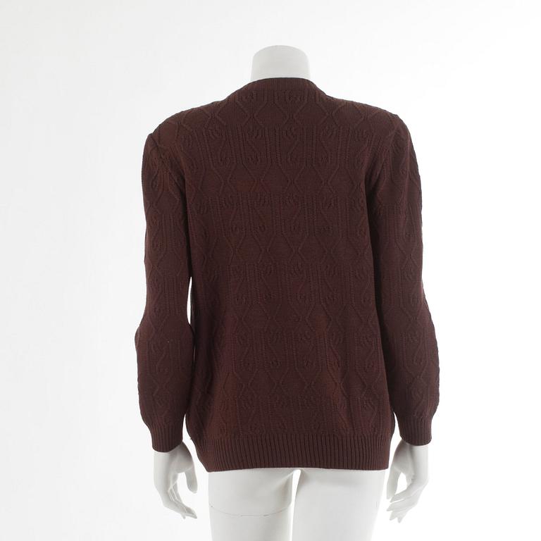 CÉLINE, a brown wool cardigan. French size 42.