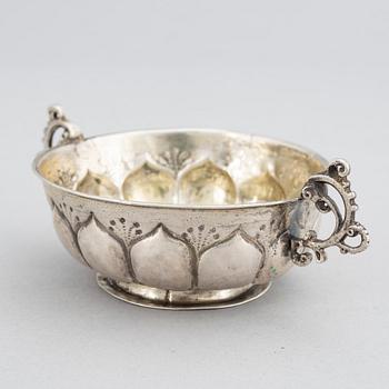 Johan Wallman, brännvinskål, silver, barock, Varberg 1719.