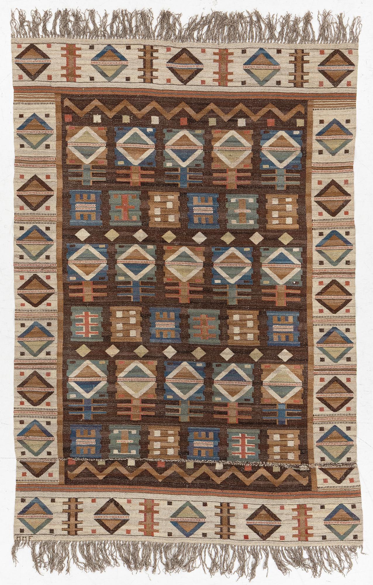 Märta Måås-Fjetterström, a 'Renaissance' drape, flat weave, c. 213 x 145 cm, signed MMF.