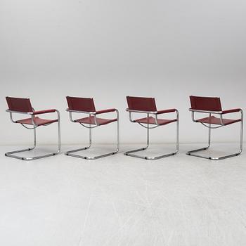 Four arm chairs by Mart Stam, Fasem, Italy.