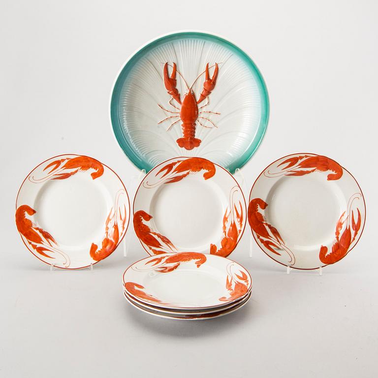A set of 7 pieces of crayfish service. Early/first half of the 20th century.
