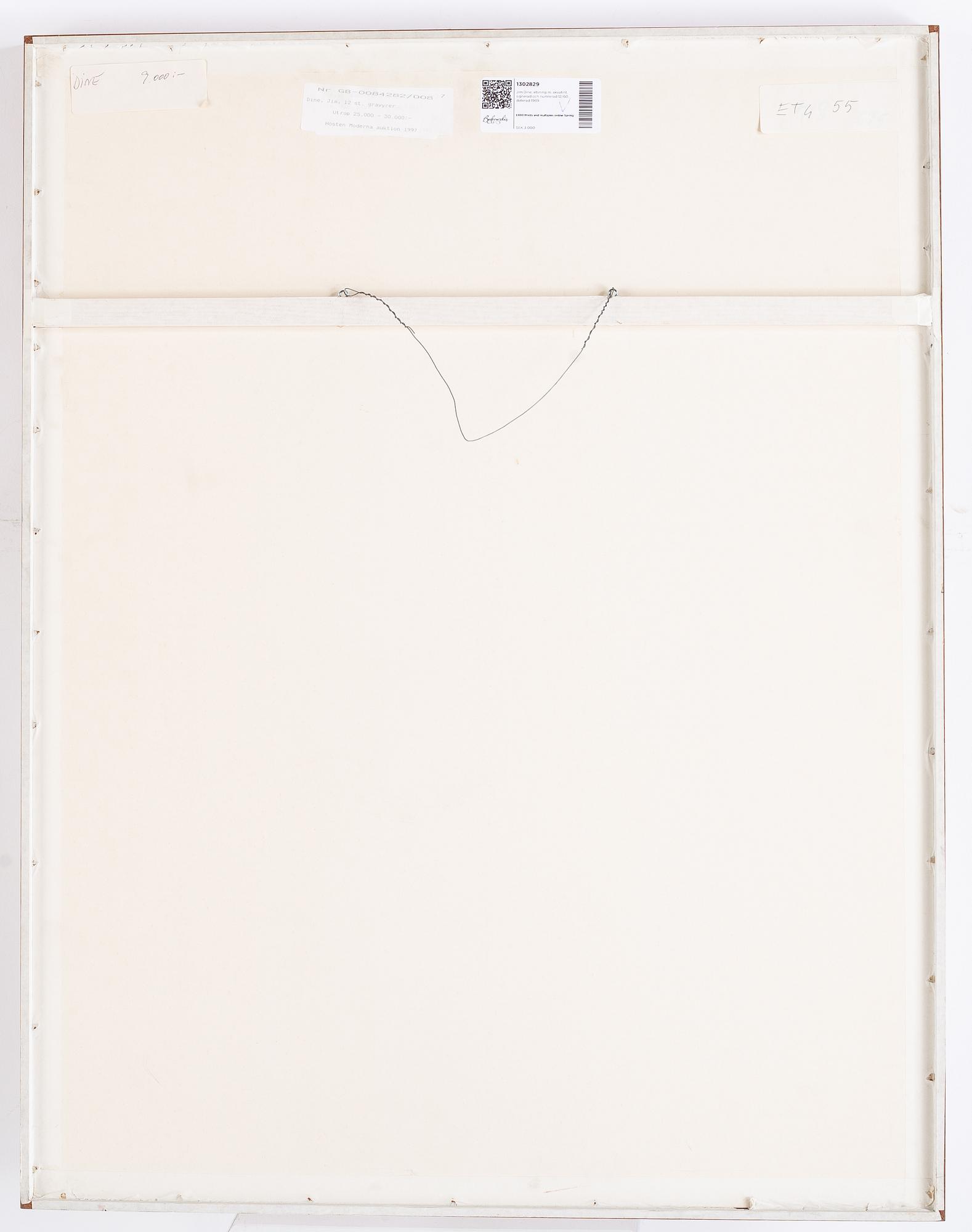 Jim Dine, etching with aquatint, signed and numbered 12/60, dated 1989.