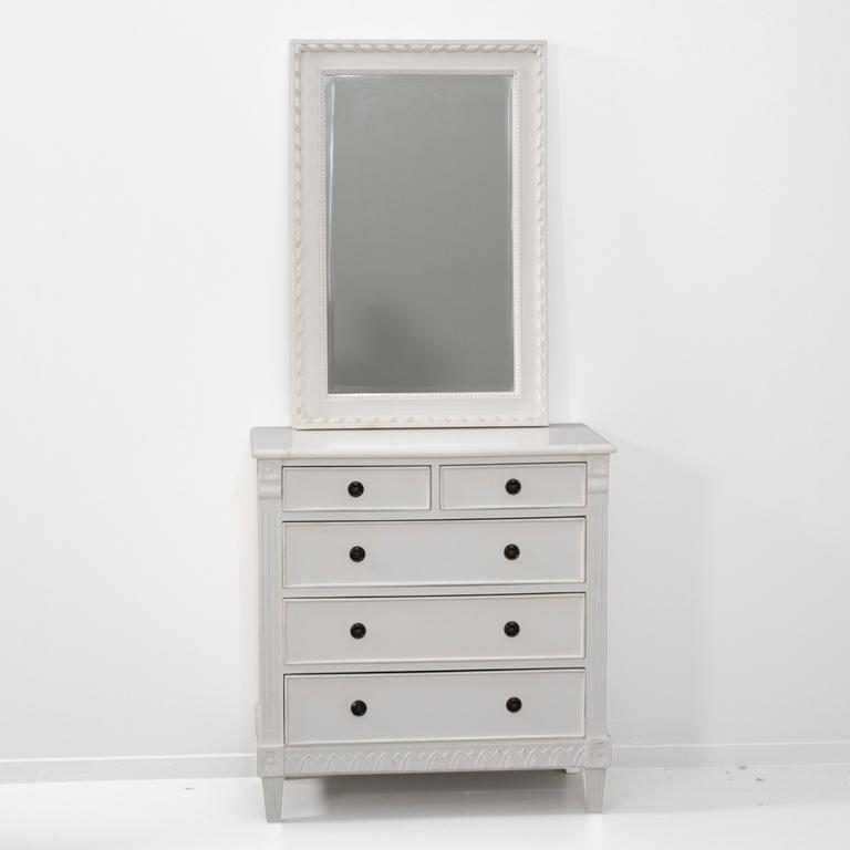 Chest of drawers and mirror, Gustavian style, Geromar.