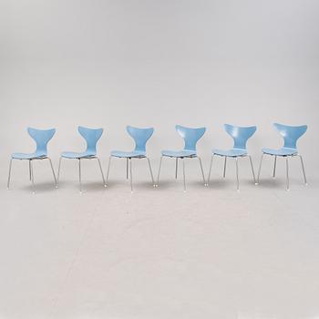 STOLAR, 6 stycken, "Liljan", Arne Jacobsen, 1970-tal.