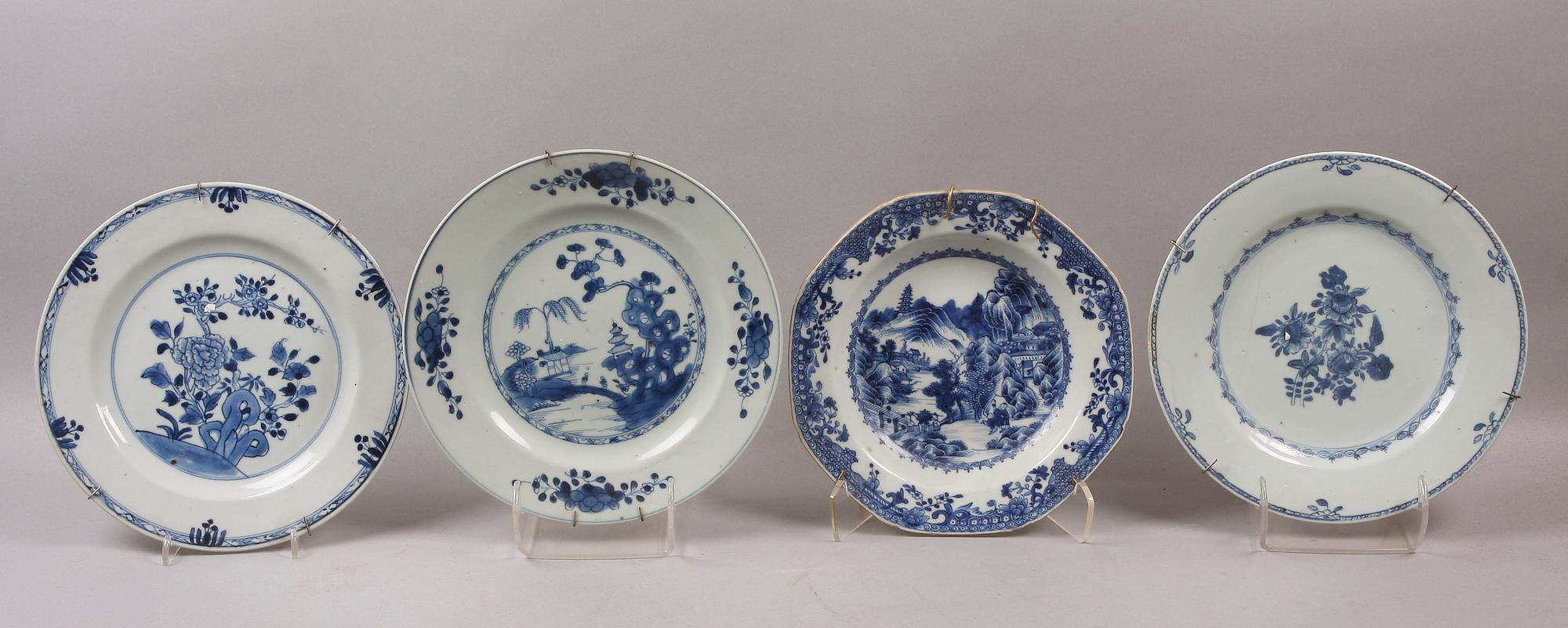 TERRIN samt TALLRIKAR 6 st, porslin, Kina. 1700/1800-tal.