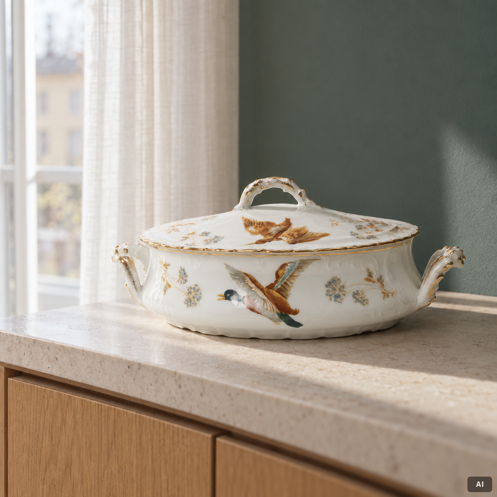A 15 piece ‘birds’ porcelain dinner service, around 1900.