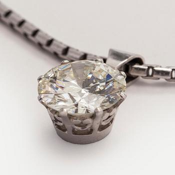 Riipus, briljanttihiottu timantti 3,60 ct, 18K valkokultaa.