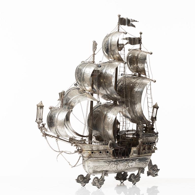Fartyg, s.k. Nef, silver, sannolikt Tyskland omkring år 1900.