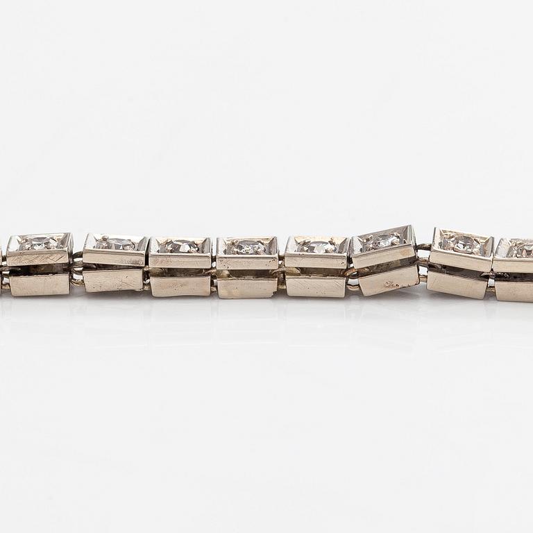 Rannekoru, 14K valkokultaa, 8/8 hiottuja timantteja.