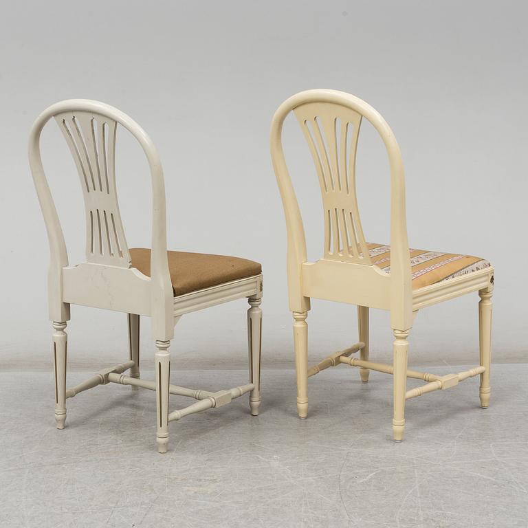 a set of 4+4 gustavian style chairs from the second half of the 20th century.