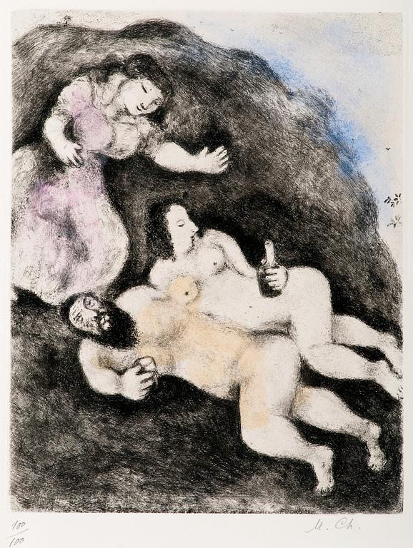 Marc Chagall, "LOT'S DAUGHTERS MAKE THEIR FATHER DRUNK".