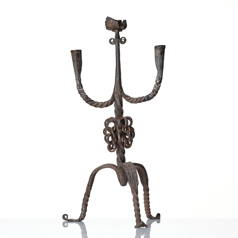 A Swedish candelabra in wrought iron, 18/19th century.