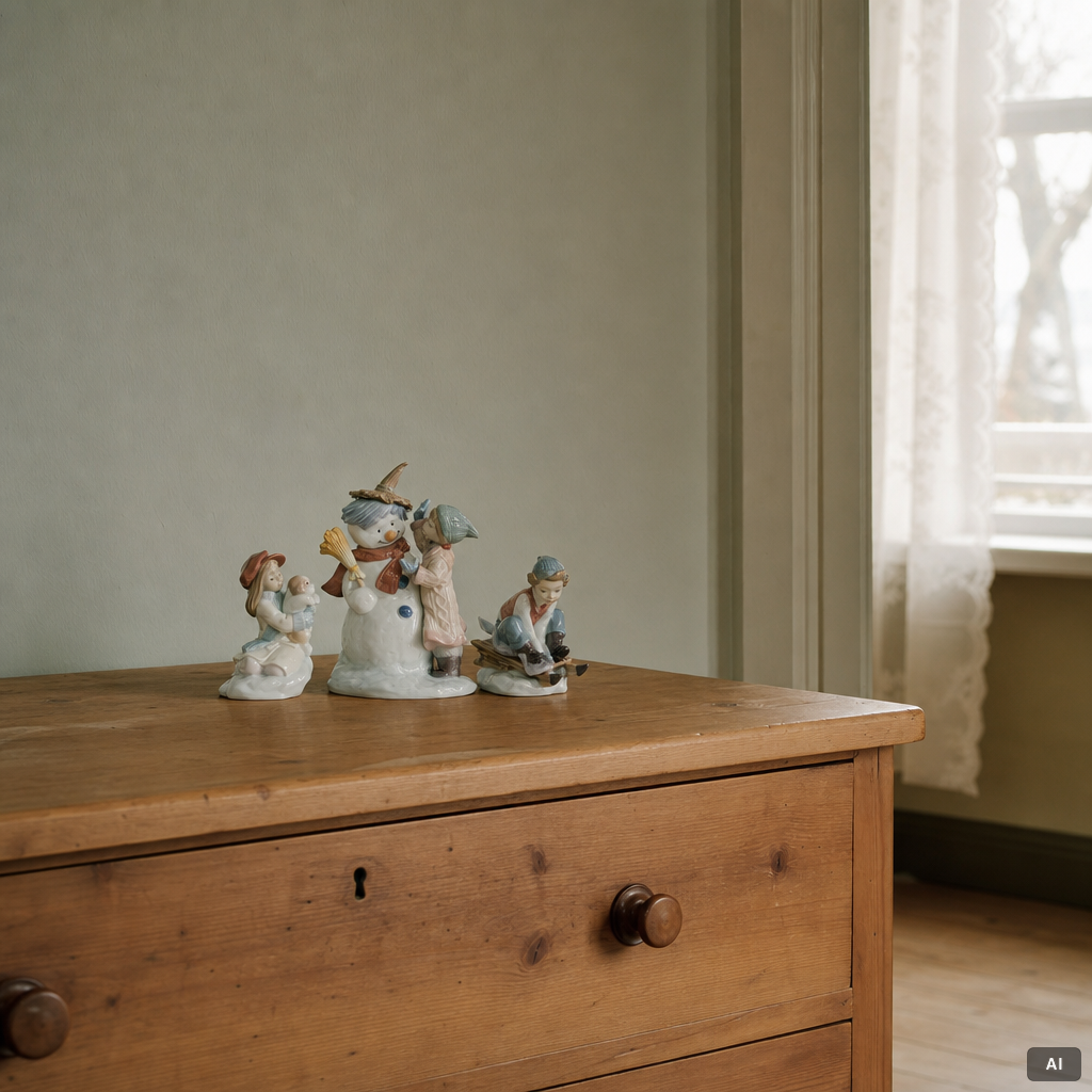 Lladró, figurines, 3 pcs, "Winter whimsy collection": "I'll keep you warm", "Look out below!", "Talk to me!", Spain.