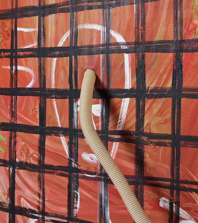 Jonathan Borofsky, oil on canvas with plastic tube and casette player.