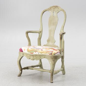 A Swedish rococo armchair, Stockholm, later part 18th century.