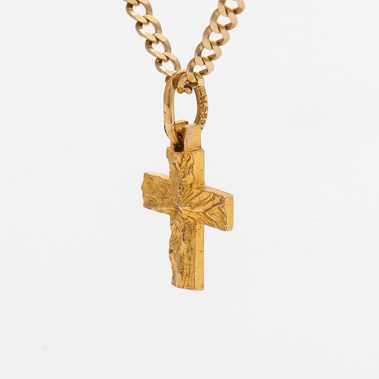 Björn Weckström, Hänge "Lilla korset", 14K guld, Lapponia 1979, samt kedja 14K guld.