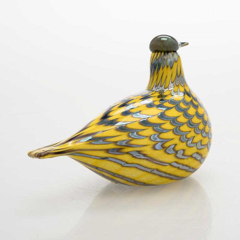 Oiva Toikka, glasfågel, "Grouce Yellow", signerad O. Toikka Nuutajärvi.