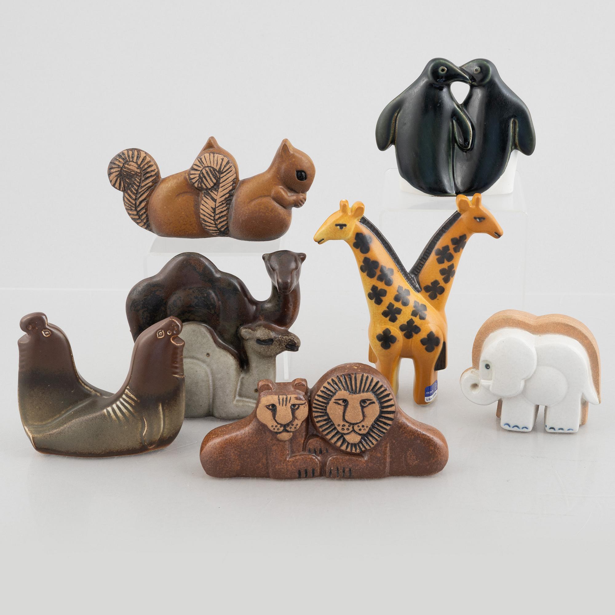 Lisa Larson, a set of six stoneware figurines from the series 'Noaks ark' Gustavsberg.