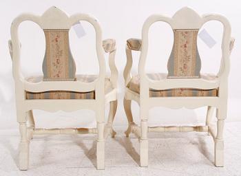ARMLÄNSTOLAR, ett par, rokokostil, 1900-tal.