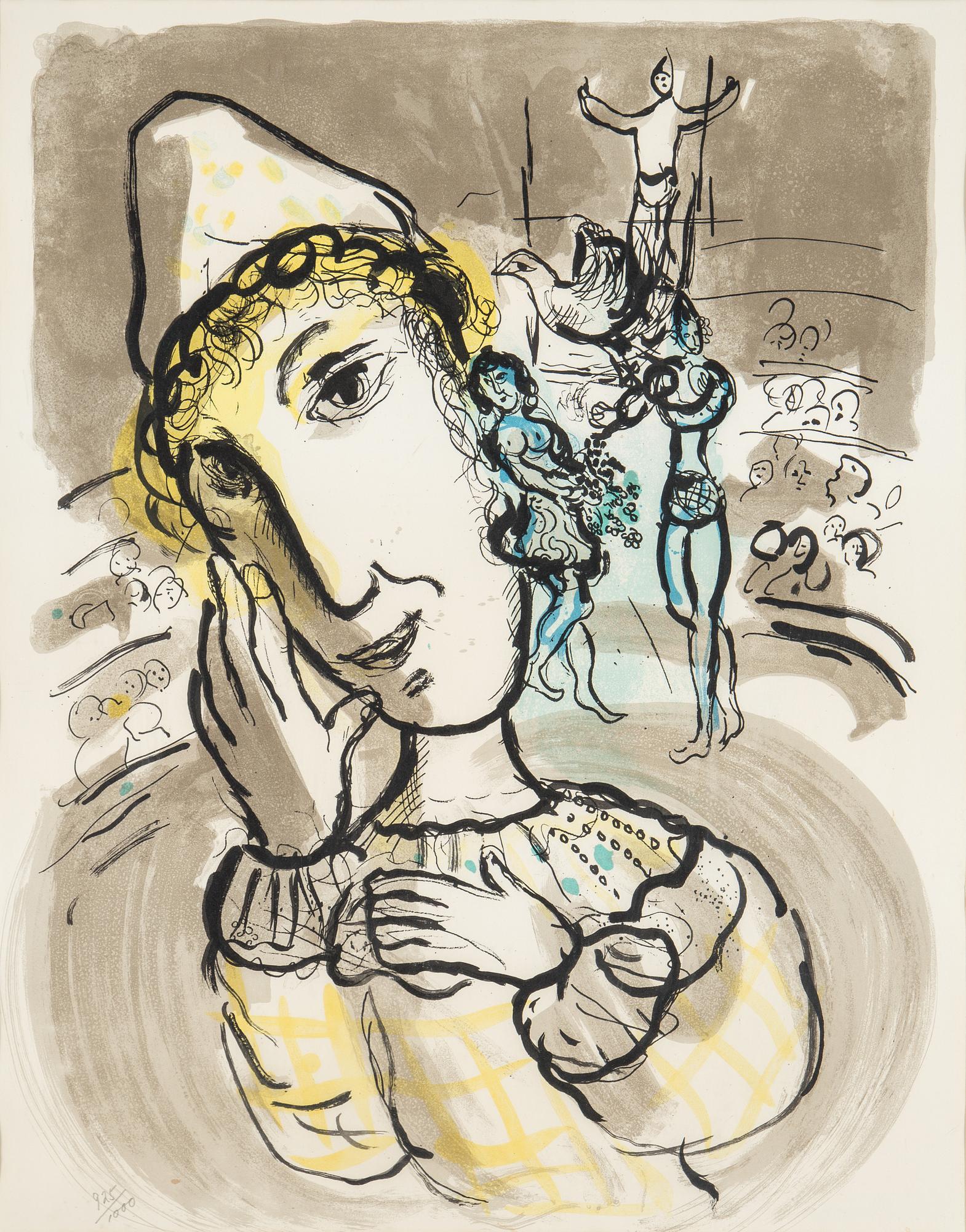 MARC CHAGALL, after, colour litograph. Numbered 925/1000.