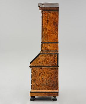 A Swedish burr-elm late baroque writing cabinet, first part 18th century.