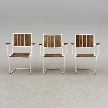 Three garden chairs, mid 20th Century.