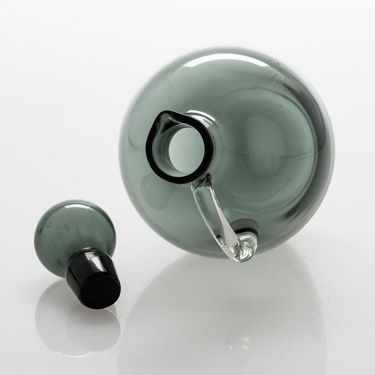 Saara Hopea,  A glass carafe and six drinking glasses, Nuutajärvi, Finland. Design years 1959 and 1958.