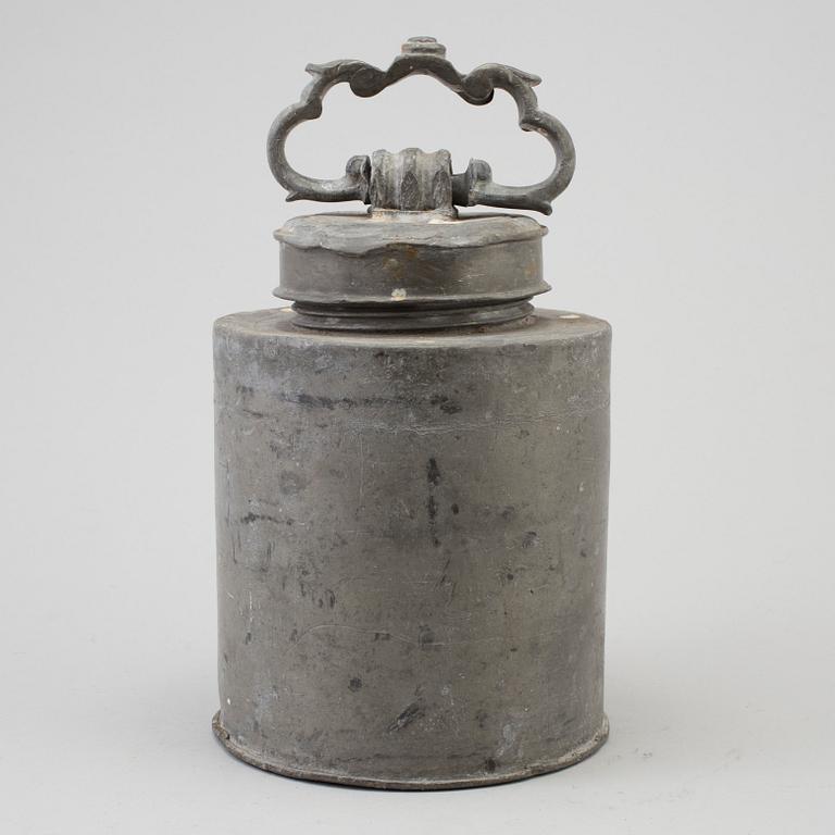 A Swedish pewter flask, 18th century.