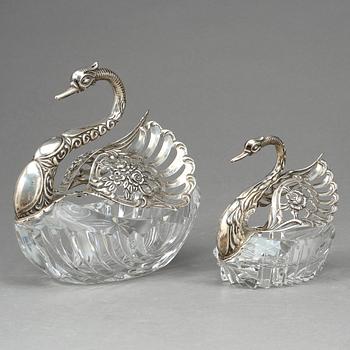 SKÅLAR, 2 st, glas silver, Tyskland, tidigt 1900-tal.