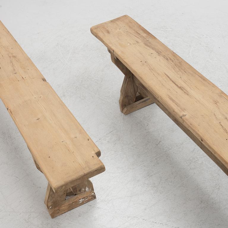 Benches, a pair,