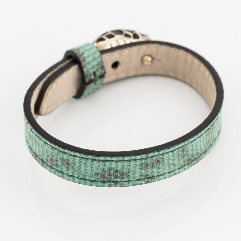 Bulgari, armband, med läder, "serpenti jasper green".