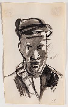 ARVID PETTERSEN, mixed media on paper, signed AJP.