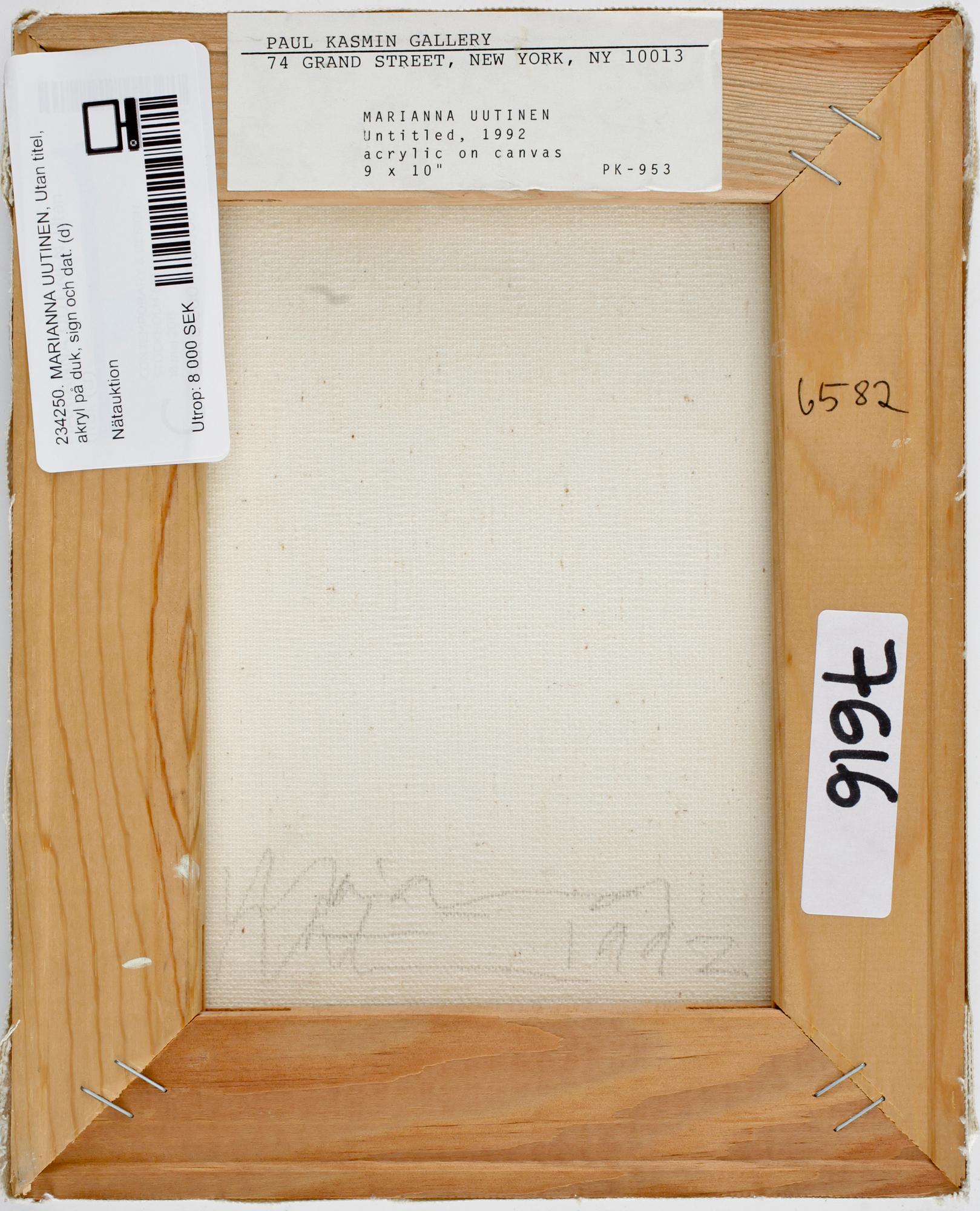 MARIANNA UUTINEN, akryl på duk, sign och dat 1992 a tergo.