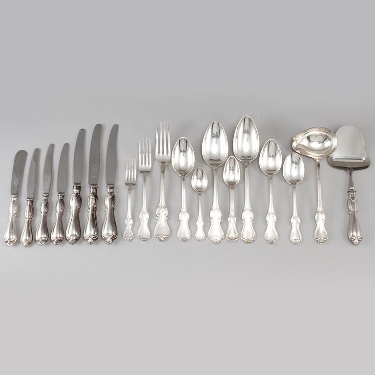 131 psc silver cutlery 'Olga', some by GAB Stockholm 1917.