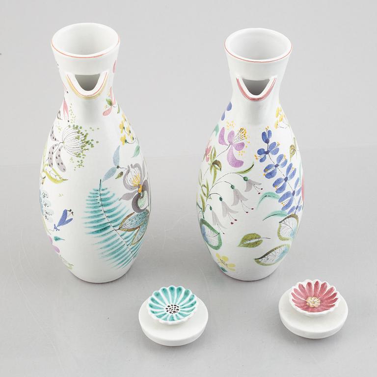 Stig Lindberg, a pair of faience jugs, Gustavsberg studio.