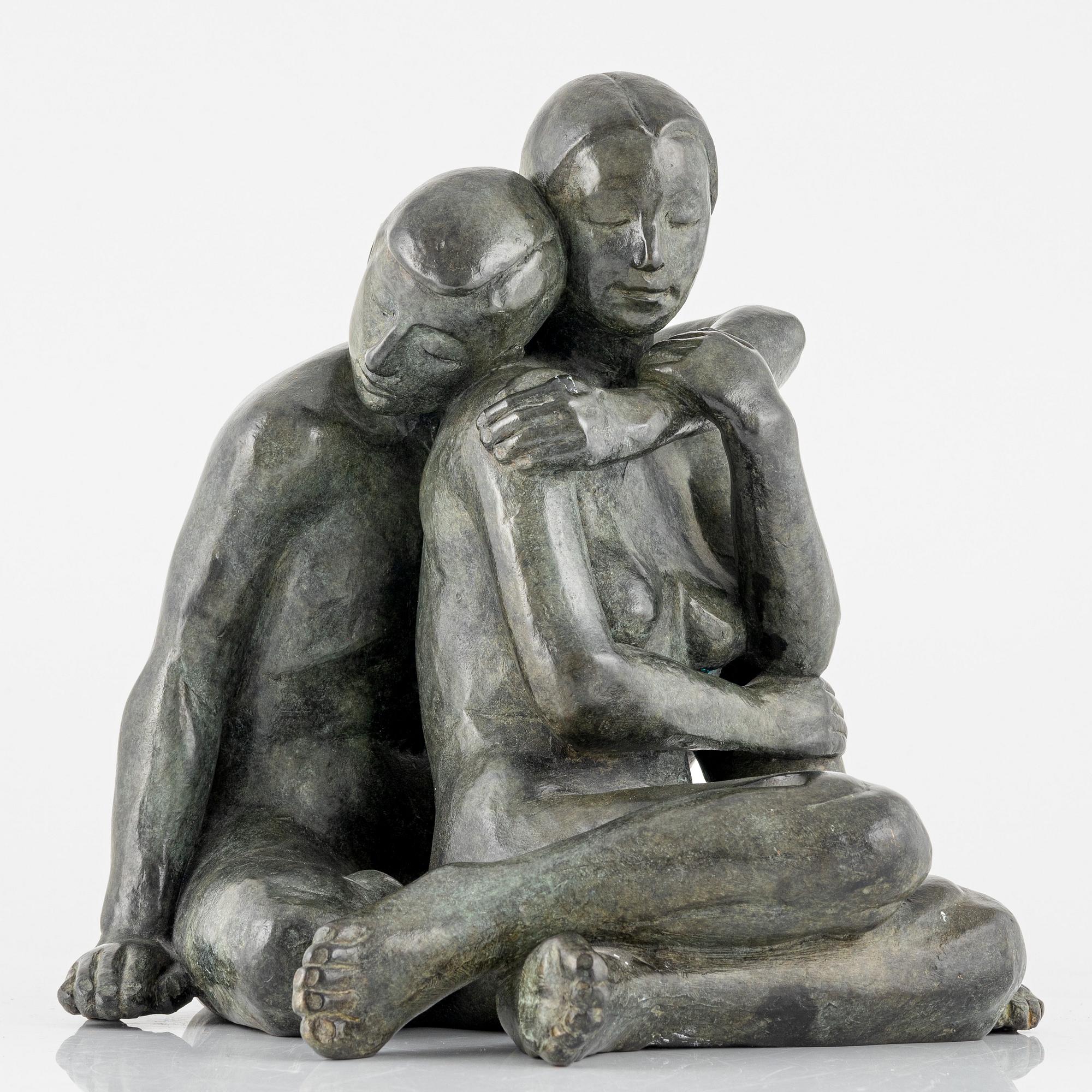 Maud Lewenhaupt du Jeu, skulptur, signerad och daterad, gjutarstämpel, brons, höjd 29 cm.