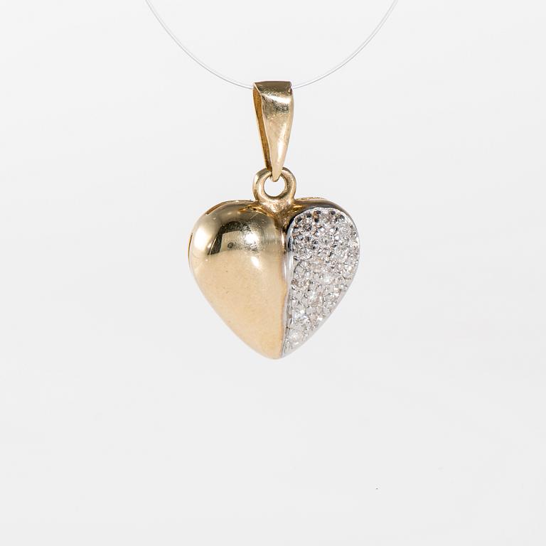 HÄNGE, 14K guld, 16 små diamanter. Vikt 2,6 g.