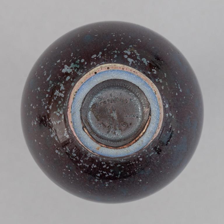 Berndt Friberg, two stoneware miniature vases and a bowl, Gustavsbergs studio, mid 20th Century.